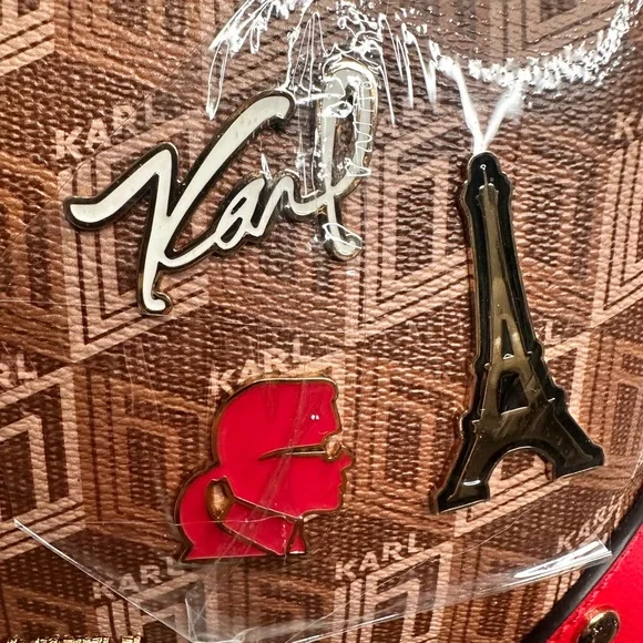 Karl Lagerfeld Brown and Red Women's Bag